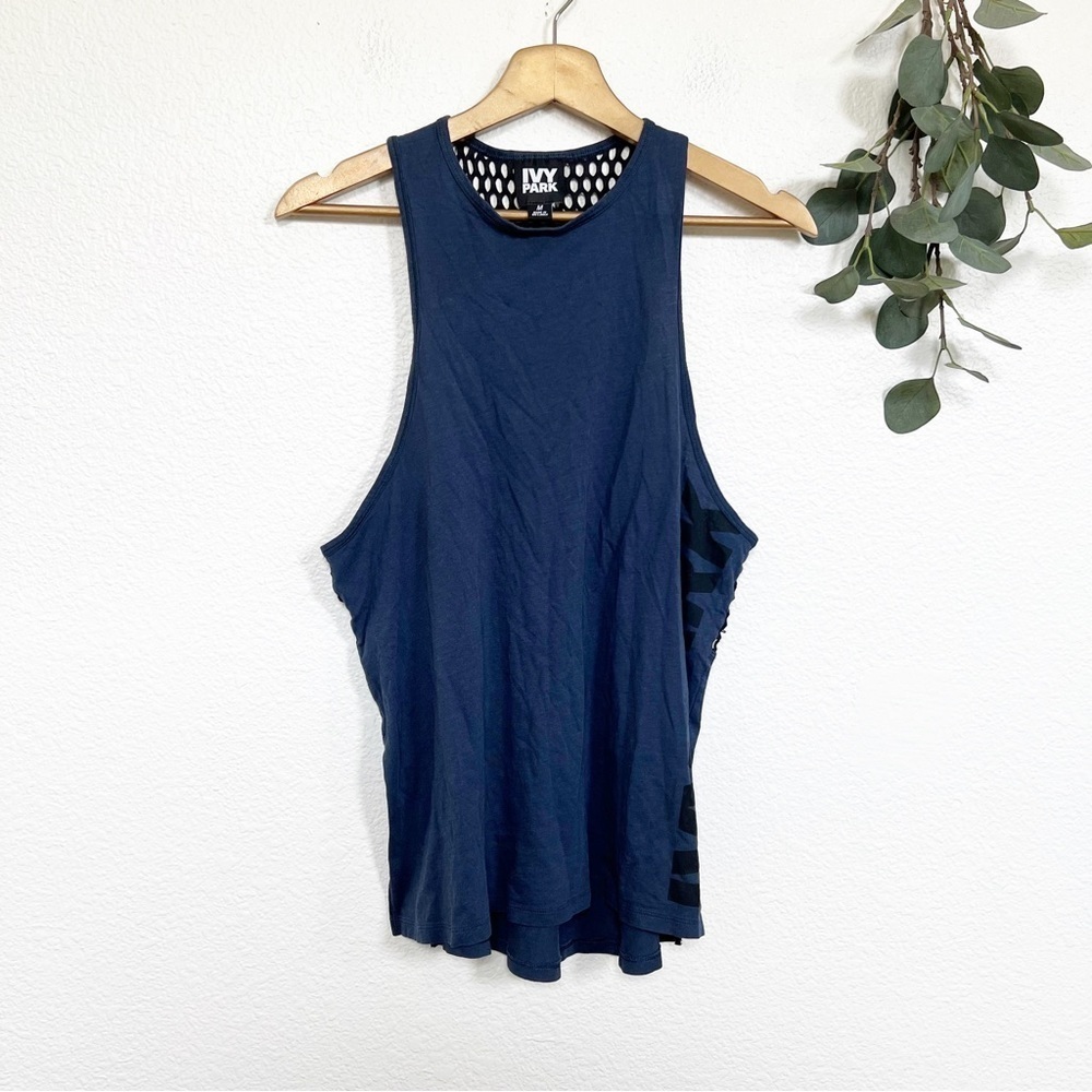 Ivy Park- Navy & Black Mesh Racerback Tank Top M
